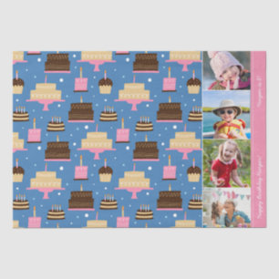 Geburtstag Cake Muster Individuelle Name + Gruß Fo Seidenpapier