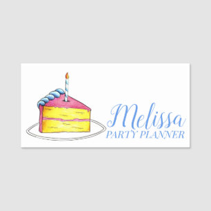 Geburtstag Cake Slice Party Planner Feier Namensschild