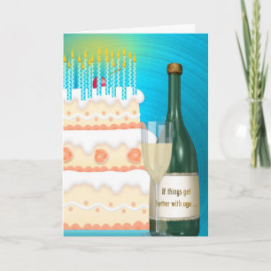 Geburtstag Champagne und Kuchen Karte