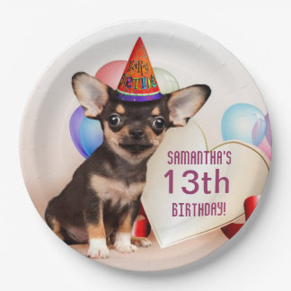 Geburtstag Chihuahua personalisierte Papierplatte Pappteller