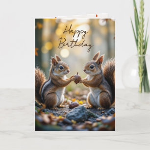 Geburtstag Chipmunk und Eichhörnchen mit Herbstkor Karte