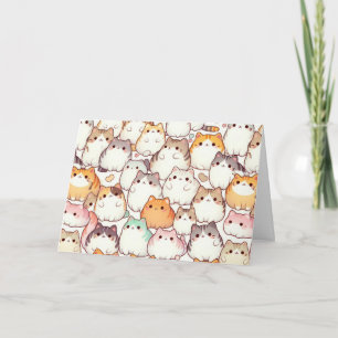 Geburtstag Chubby Cartoon Cat Collection mit Herz Karte