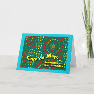 Geburtstag Cinco Des Mayo, buntes Mosaik-Muster Karte