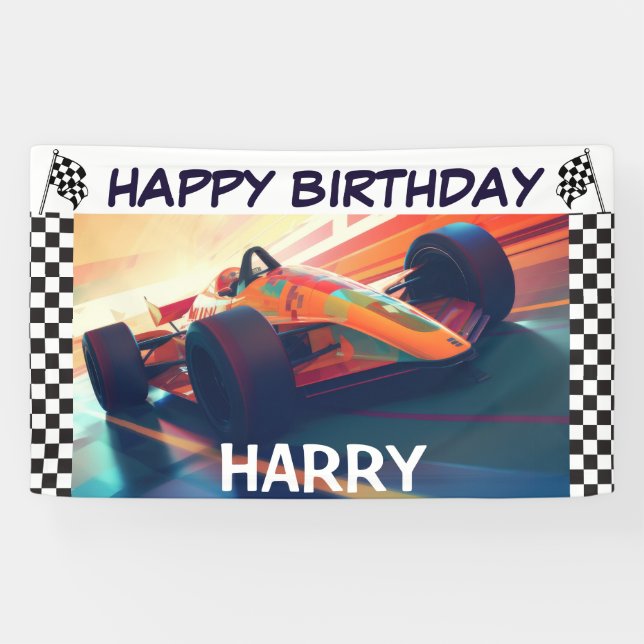 GEBURTSTAG CLASSIC RACING CAR BANNER (Horizontal)