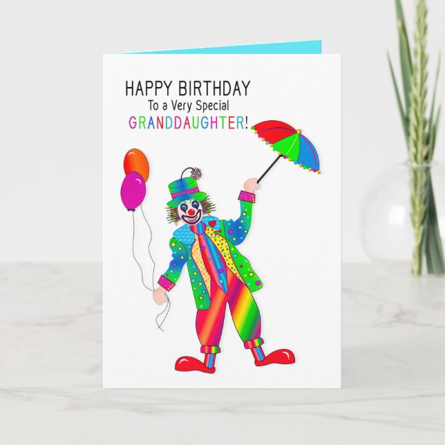 Geburtstag, Clown, Großtochter, Kaleidoskop-Gruppe Karte (Vorderseite)