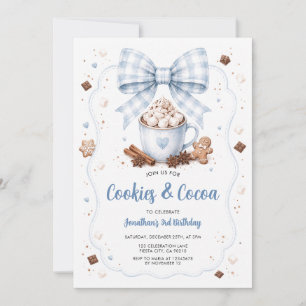 Geburtstag Cookies & Cocoa Blaue Schleife Gingerbr Einladung