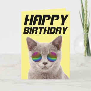 GEBURTSTAG COOLER KATZE MIT GROSSEN SONNENBRILLEN KARTE