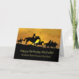 Geburtstag Country Western Cowboy und Cowgirl Name Karte
