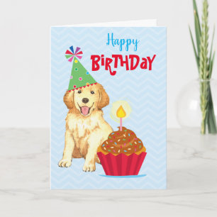 Geburtstag Cupcake Golden Retriever Karte