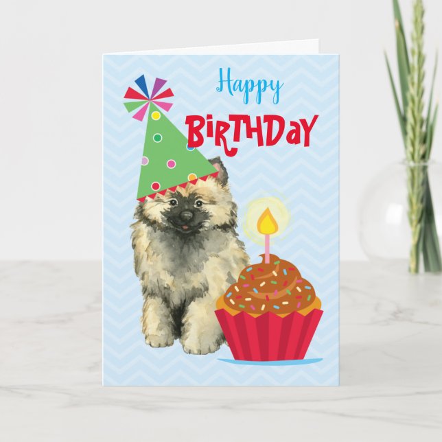Geburtstag Cupcake Keeshond Card Karte (Vorderseite)