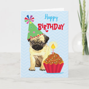 Geburtstag Cupcake Mops Card Karte