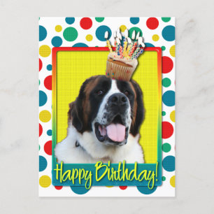 Geburtstag Cupcake - Saint Bernard - Mae Postkarte