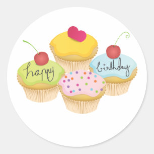 Geburtstag Cupcake Stickers