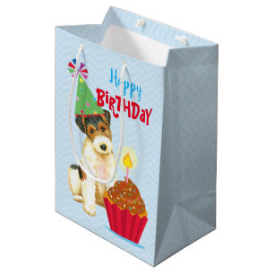 Geburtstag Cupcake Wire Fox Terrier Mittlere Geschenktüte