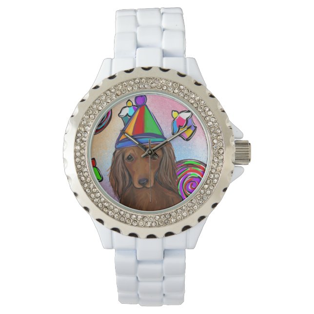 GEBURTSTAG DACKELN ARMBANDUHR (Vorderseite)