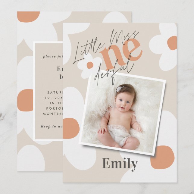 Geburtstag daisho retro terracotta Foto i Einladung (Vorne/Hinten)