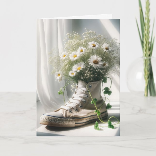 Geburtstag Daisy Bouquet in einem Sneaker Karte (Vorderseite)