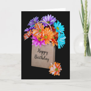 Geburtstag Daisy Bouquet in Papiertüte Karte