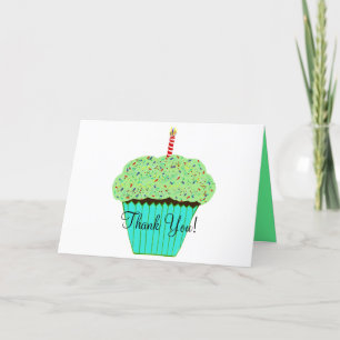 Geburtstag Danke, Green Cupcake Karte