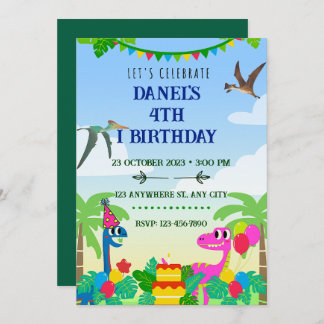 Geburtstag der Dinosaurier-denkenden Kinder Einladung