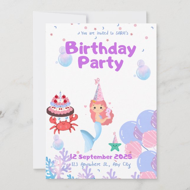 Geburtstag der Einladungskarte Sara Einladung (Vorderseite)