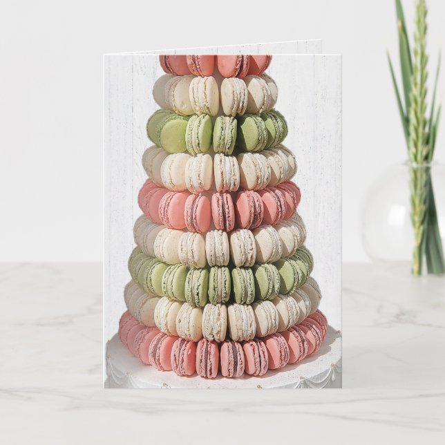 Geburtstag der französischen Macaron Pastry Tiers Karte (Vorderseite)