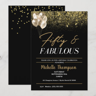 Geburtstag der Frau 50 und fabelhaftes Gold Einladung