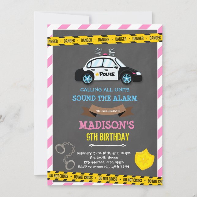 Geburtstag der Mädchenpolizei Einladung (Vorderseite)