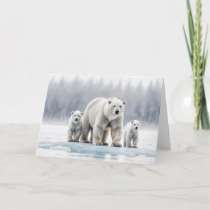 Geburtstag der Mama Polar Bear Familie auf Eis Karte
