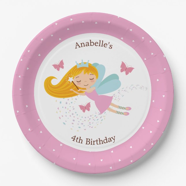 Geburtstag der niedlichen Fairy Princess Girl Pappteller (Vorderseite)