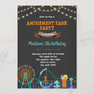 Geburtstag der niedlichen Freizeitparkhalle Einladung