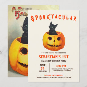 Geburtstag der niedlichen Schwarzen Katze Einladung