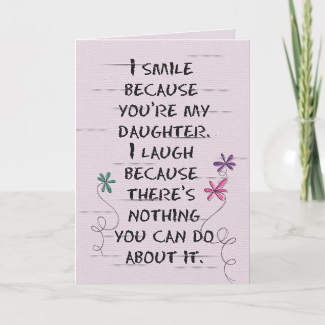 Geburtstag der Tochter mit Glitzer-Blume-Karte Karte (Vorderseite)