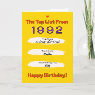 Geburtstag der Top-Liste 1992 Karte