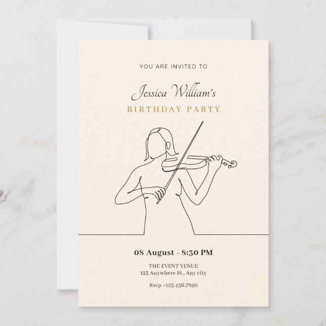 Geburtstag der Violinistin Einladung (Vorderseite)