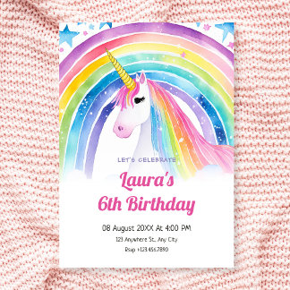 Geburtstag der Wasserfarbe Einhorn Einladung