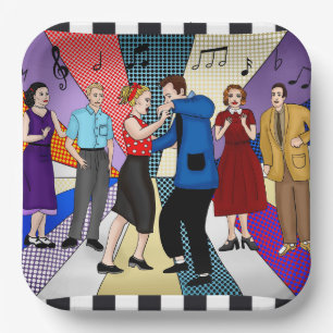 Geburtstag des 1950er-Jahre-Couple Dancing Retro T Pappteller