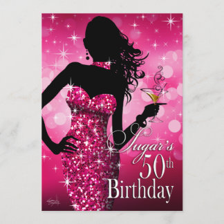 Geburtstag | des Bomben-Schein-50. fuschia Einladung