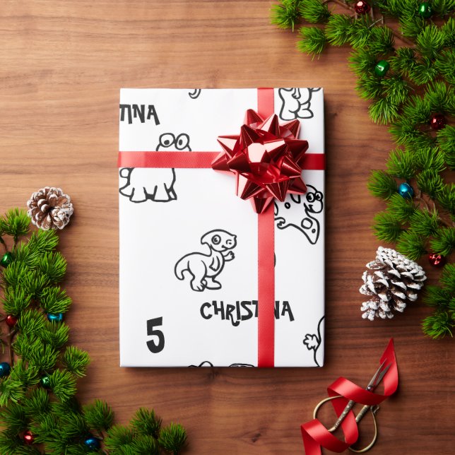 Geburtstag des Dino-Themed Kindes Geschenkpapier (Feiertagsgeschenk)