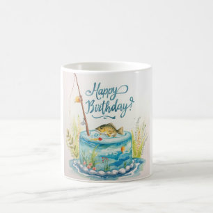 Geburtstag des Fisches mit Kuchen Kaffeetasse
