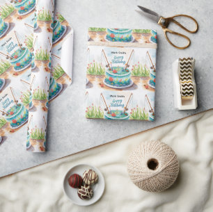 Geburtstag des Fischfangs zum Thema Spaß Geschenkpapier