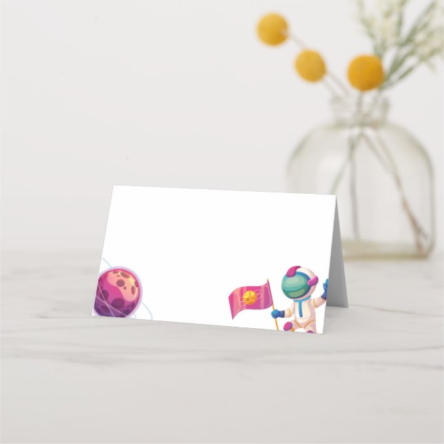 Geburtstag des Jungen - Weltraum - Zeltkarten Platzkarte (Vorderseite)