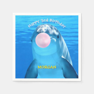 Geburtstag des Kindes Süßer Delfin bläst Seifenbla Serviette