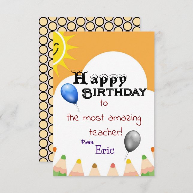 Geburtstag des Lehrers Karte (Vorne/Hinten)