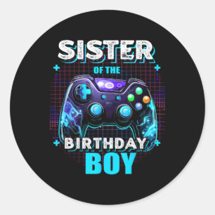 Geburtstag des Matching Video Game des Jungen Matc Runder Aufkleber
