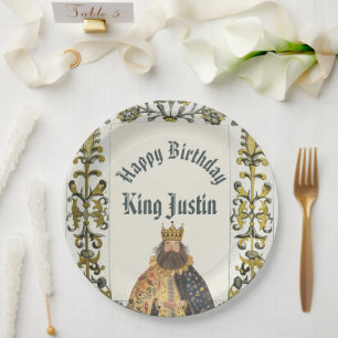 Geburtstag des mittelalterlichen Renaissancekönigs Pappteller
