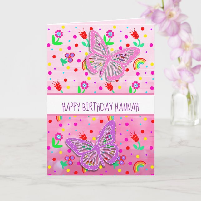 Geburtstag des personalisierten Butterfly Girl's H Karte (Orchidee)