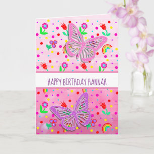 Geburtstag des personalisierten Butterfly Girl's H Karte