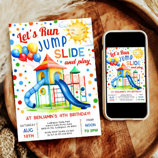 Geburtstag des Spielplatzes - Jump Slide Play Einladung