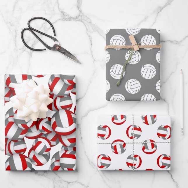 Geburtstag des Teams der roten Graubälle Geschenkpapier Set (Vorderseite)